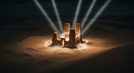 Ancient ruins illuminated