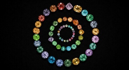 Colorful gems in concentric circles