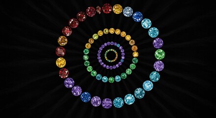 Colorful gems in concentric spirals
