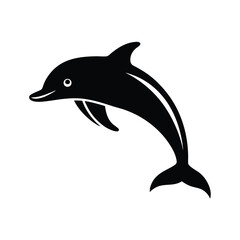 Fototapeta premium Playful dolphin leaping from water silhouette