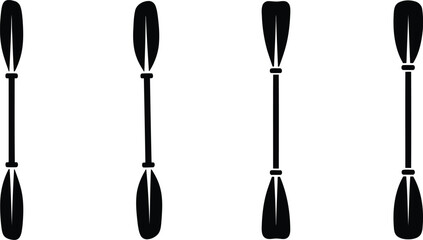 Kayak Paddle Silhouette Icon Vector Set - Boating, Water, Sport Gear