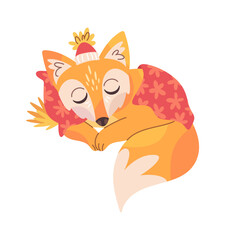 Cute fox autumn animal sleeping