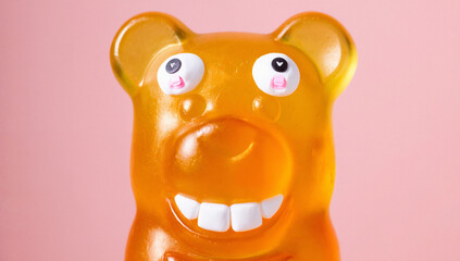 Orange Gummy Bear Candy with Added Eyes and Teeth