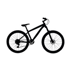 Fototapeta premium Modern mountain bicycle silhouette isolated on white