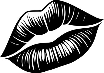 simple linear black drawing of female lips, logo, design