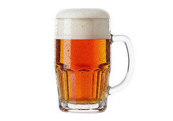 A mug of beer with foam isolated on transparent background