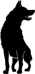 simple black graphic drawing of one dog, decorative element, logo