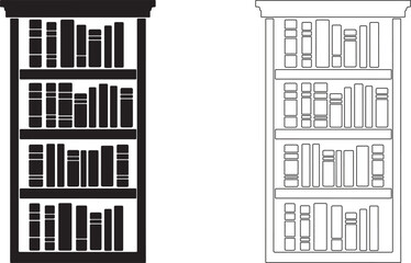 Bookshelf Logo in Black on White Background for Library, Education, and Reading App Design