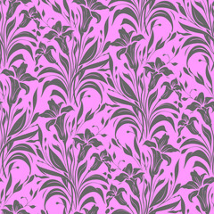 simple seamless gray pink floral pattern, texture, design