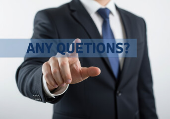 Business professional seeking questions or feedback on presentation