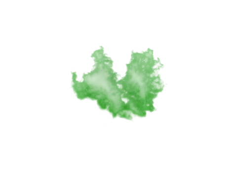 Green colored toxic smoke cloud shape is isolated