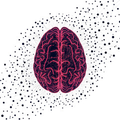 Dynamic glowing neural network connecting to vibrant pink brain symbolizing intelligence, innovation and interconnected thought processes for advanced concepts