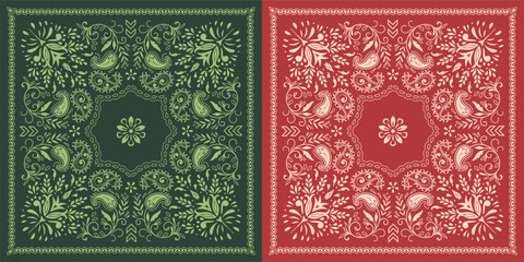 Set of Paisley prints bandanas.