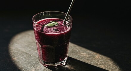 Dark smoothie in glass
