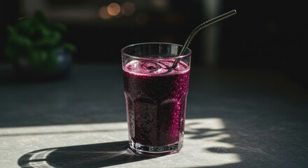 Purple smoothie in glass (2)