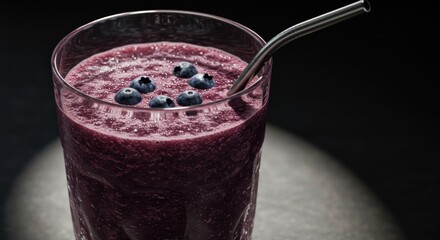 Blueberry smoothie in glass