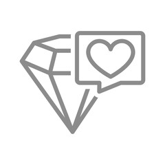 Diamond with heart line icon. Romantic gifts, weddings, or jewelry symbol. Vector illustration