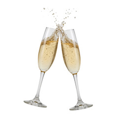 Cheers to celebration with bubbly champagne glasses clinking in a festive toast, capturing joy and success
