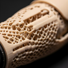 Macro shot of a 3D printed object with detailed lattice structure
