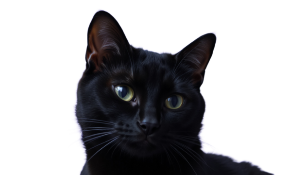Black cat on a white background. AI-generated