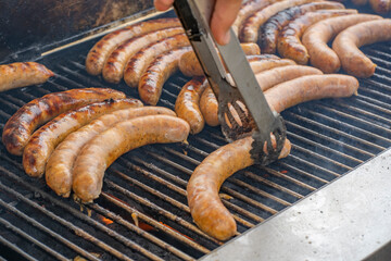 Frankfurter sausages on the grill 2025