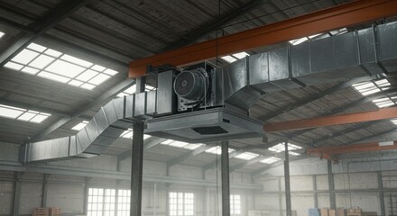Industrial ventilation system in a large hangar