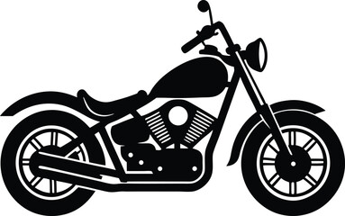 Fototapeta premium Classic Motorcycle Silhouette With Detailed Engine And Wheels new 2025 trendy silhouette vector in white background