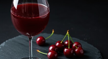 Red fruit drink in glass