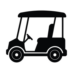 Fototapeta premium Black silhouette of a golf cart on white background