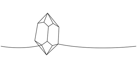 Gemstone one line continuous drawing. Crystal mineral jewel. Vector illustration