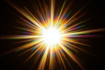 Obraz premium Celestial Light Burst Radiant White Core with Vibrant Rainbow Halo on Dark Background