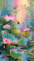 abstract  background with lotus flowers