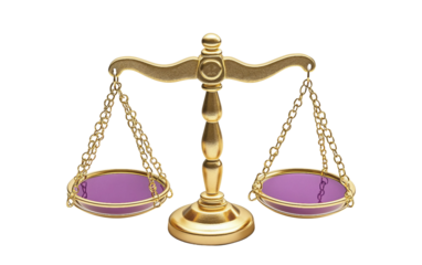 Symbolic studio image of equality scale representing gender fairness, civil rights, and social balance principles isolated on transparent background PNG