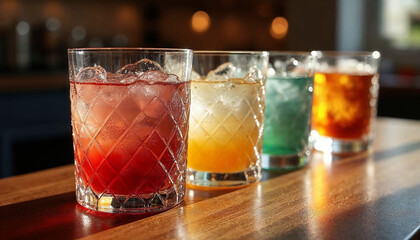 Beautiful glasses for drinks made of colored embossed design glass