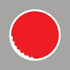Red circle with wavy edge on gray graphic abstract