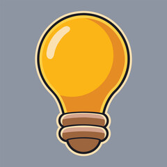 Stylized yellow light bulb with brown base on gray lightbulb