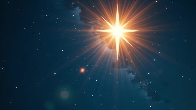 Bright star shining in the night sky with cosmic backdrop  