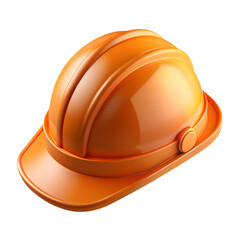 Fototapeta premium A bright orange construction hard hat, symbolizing safety and work, isolated on white isolated on transparent background