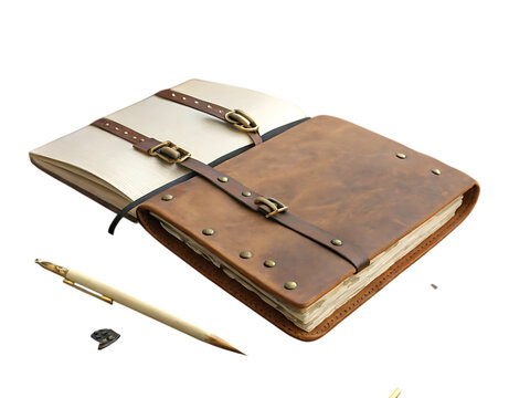 Vintage Leather Journal With Brass Clasps And Pen book