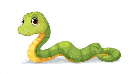Fototapeta premium Cute Cartoon Snake Vector Illustration Isolated - Playful and Colorful Reptile Drawing