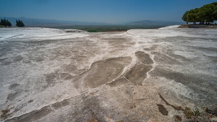 Pamukkale travertine terraces in Turkey.
