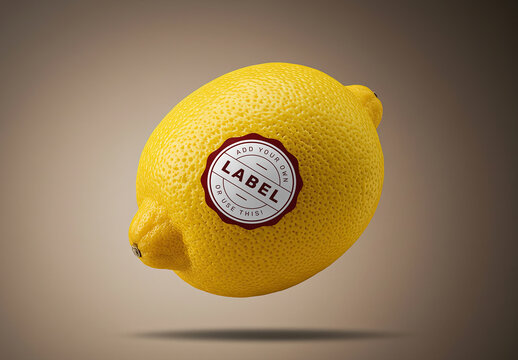 Floating Lemon Fruit Logo Stamp Sticker Mockup