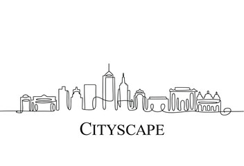 Fototapeta premium Continuous line city skyline silhouette illustration