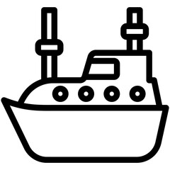Obraz premium Lifeboat black outline icon, use for ocean, marine, sea and nautical UI, UX kit, app and web development, digital or print.