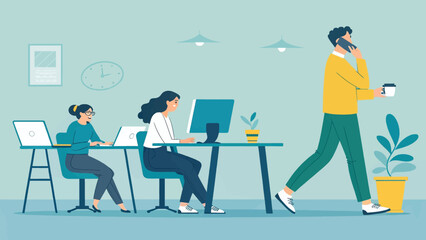 Modern Office Workers: Illustration for Websites and Brochures