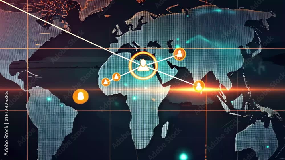 Aufkleber exploring global data connections and trends through a modern digital map with interactive elements 