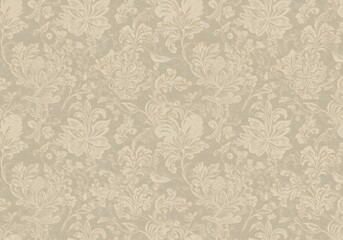 Elegant Beige Floral Damask Pattern Texture - Seamless Design for Backgrounds, Wallpaper, Fabric, Textile.
