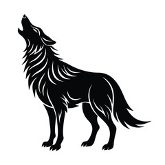 Fototapeta premium Detailed silhouette of a wolf howling at the moon