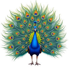 Peacock spreading feathers