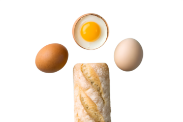 Breakfast Ingredients Eggs and Baguette